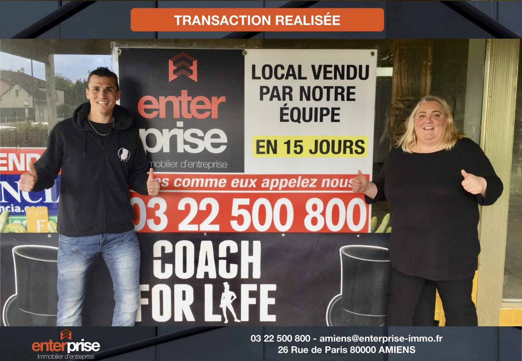 ENTERPRISE IMMOBILIER D'ENTREPRISE installe COACH FOR LIFE