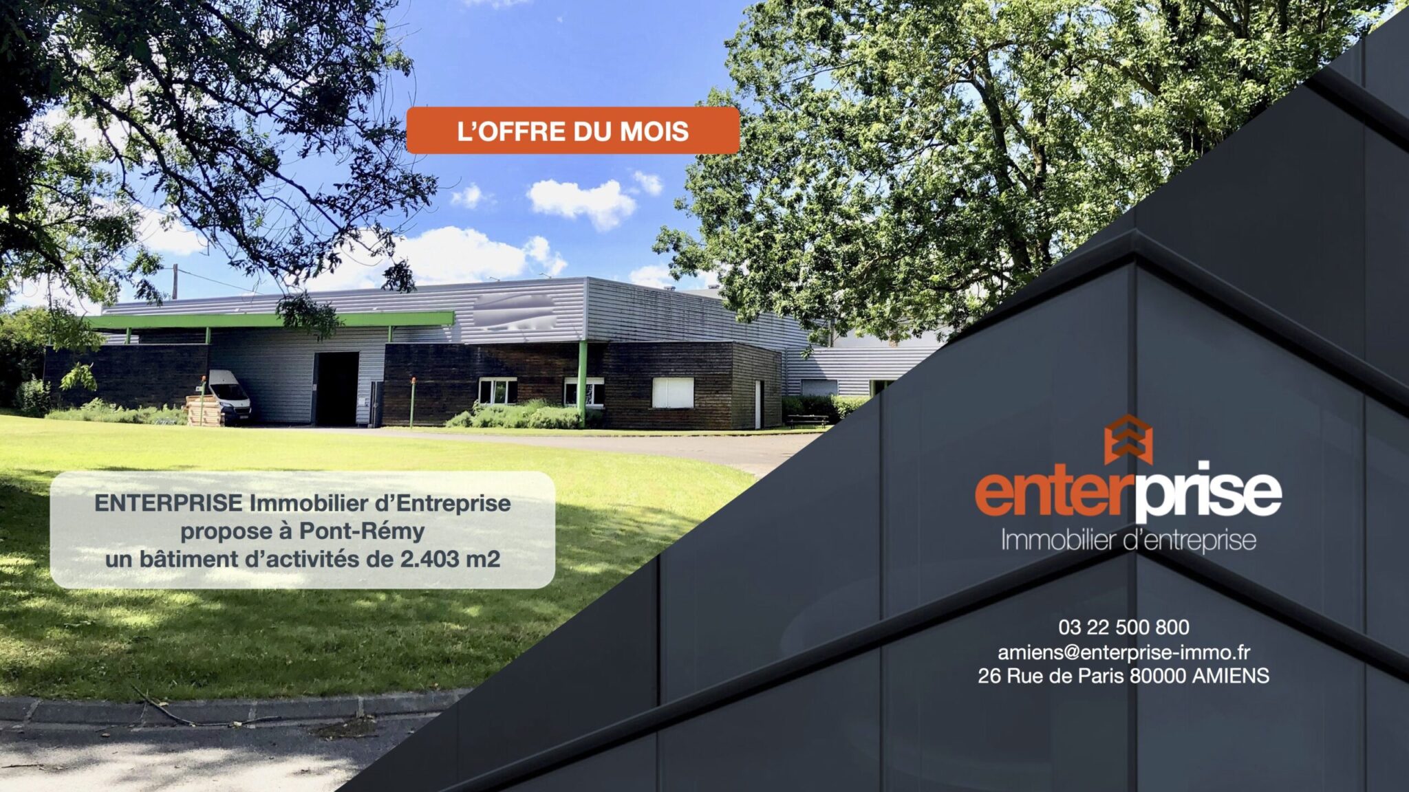 ENTERPRISE Immobilier d'Entreprise propose un bâtiment d'activités de 2.403 m2